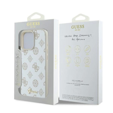 iPhone 16 Pro Max – Guess Peony Script Logo MagSafe dėklas - Baltas 7