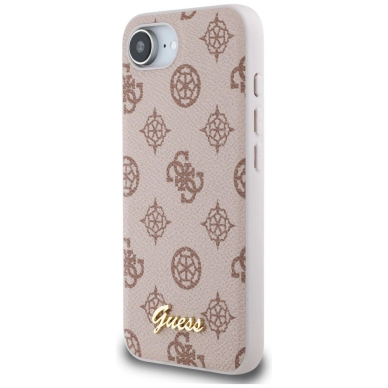 iPhone 16e – Guess Peony Script Logo MagSafe dėklas - Rudas 1