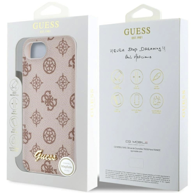 iPhone 16e – Guess Peony Script Logo MagSafe dėklas - Rudas 7