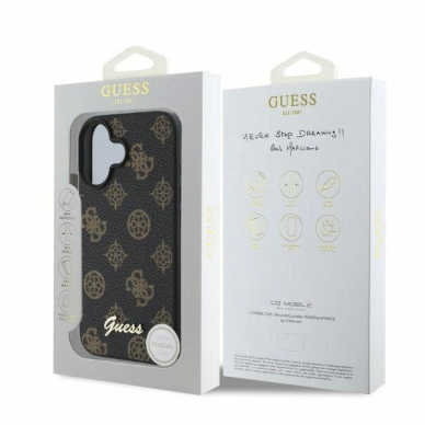 Guess Peony Script MagSafe iPhone 16 Dėklas - juodas 3 Guess Peony Script MagSafe iPhone 16 Dėklas - juodas 3