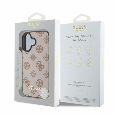 Guess Peony Script MagSafe iPhone 16 Dėklas - Rudas 3 Guess Peony Script MagSafe iPhone 16 Dėklas - Rudas 3