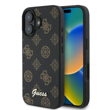 Guess Peony Script MagSafe iPhone 16 Plus Dėklas - juodas Guess Peony Script MagSafe iPhone 16 Plus Dėklas - juodas