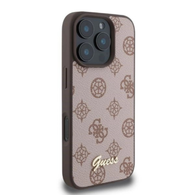 iPhone 16 Pro Guess Peony Script MagSafe dėklas - rudas 1