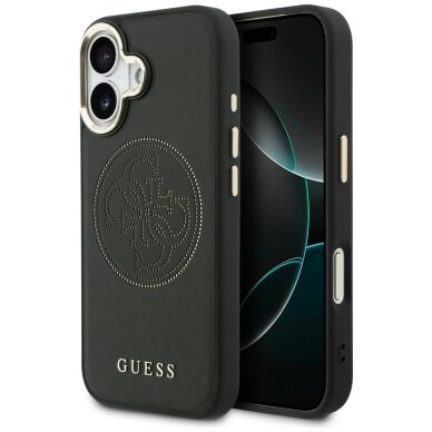 iPhone 17 Guess Perforated 4G MagSafe dėklas – juodas iPhone 17 Guess Perforated 4G MagSafe dėklas – juodas