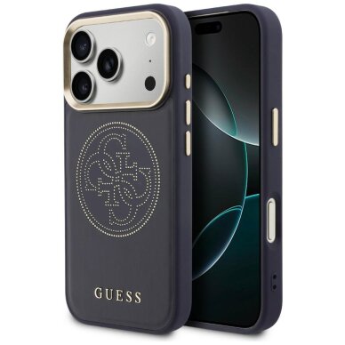 iPhone 17 Pro Max Guess Perforated 4G MagSafe dėklas – mėlynas iPhone 17 Pro Max Guess Perforated 4G MagSafe dėklas – mėlynas