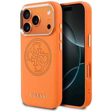 iPhone 17 Pro Max Guess Perforated 4G MagSafe dėklas – oranžinis