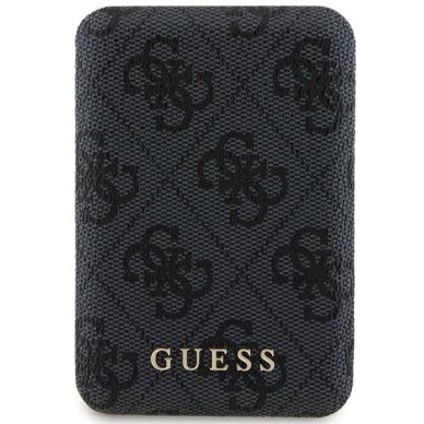 Išorinė baterija Guess GUPB5FP4EMGK 5000 mAh 15 W indukcinė su MagSafe – juoda, 4G Leather Metal Logo