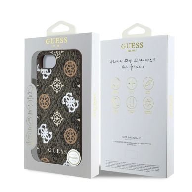 Guess PU 4G Peony Dėklas with MagSafe skirtas iPhone 16e - Rudas 7