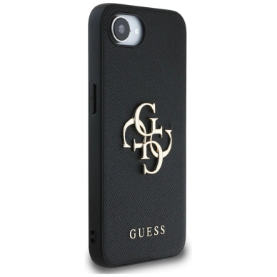 Guess PU Grained 4G Metal Logo Dėklas skirtas iPhone 16e - Juodas 3