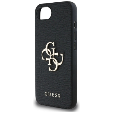 Guess PU Grained 4G Metal Logo Dėklas skirtas iPhone 16e - Juodas 5