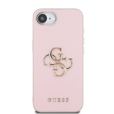 Guess PU Grained 4G Metal Logo iPhone 16e Dėklas - Rožinis 2