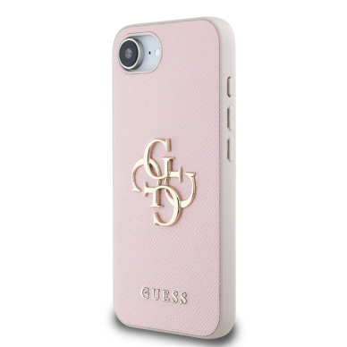 Guess PU Grained 4G Metal Logo iPhone 16e Dėklas - Rožinis 3
