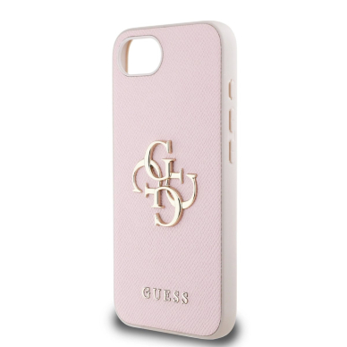 Guess PU Grained 4G Metal Logo iPhone 16e Dėklas - Rožinis 5