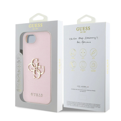 Guess PU Grained 4G Metal Logo iPhone 16e Dėklas - Rožinis 7