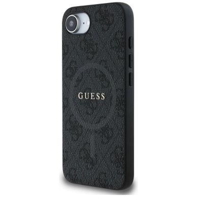 Guess PU Odinis 4G Colored Ring Dėklas with MagSafe skirtas iPhone 16e - Juodas 1