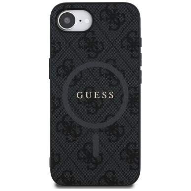 Guess PU Odinis 4G Colored Ring Dėklas with MagSafe skirtas iPhone 16e - Juodas 2