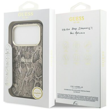 iPhone 17 Pro Max Guess Python Pattern MagSafe dėklas – rudas 7