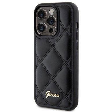 iPhone 15 Pro Max dėklas Guess Quilted Metal Logo – juodas 1