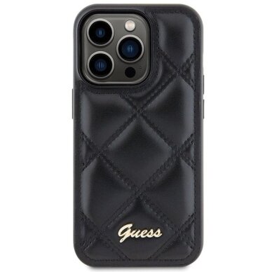 iPhone 15 Pro Max dėklas Guess Quilted Metal Logo – juodas 2 iPhone 15 Pro Max dėklas Guess Quilted Metal Logo – juodas 2