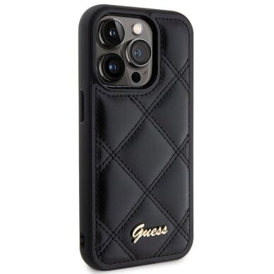 iPhone 15 Pro Max dėklas Guess Quilted Metal Logo – juodas 3