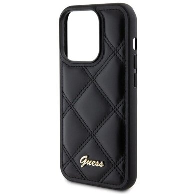 iPhone 15 Pro Max dėklas Guess Quilted Metal Logo – juodas 5