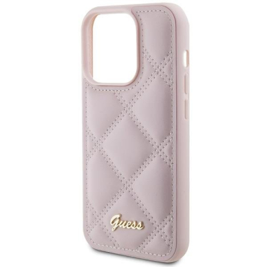 Dėklas Guess Quilted Metal Logo iPhone 15 Pro Max - Rožinis 5 Dėklas Guess Quilted Metal Logo iPhone 15 Pro Max - Rožinis 5