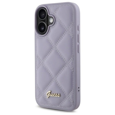 iPhone 16 – Guess Quilted Metal Logo dėklas - Šviesiai violetinis 1