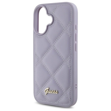 iPhone 16 – Guess Quilted Metal Logo dėklas - Šviesiai violetinis 5