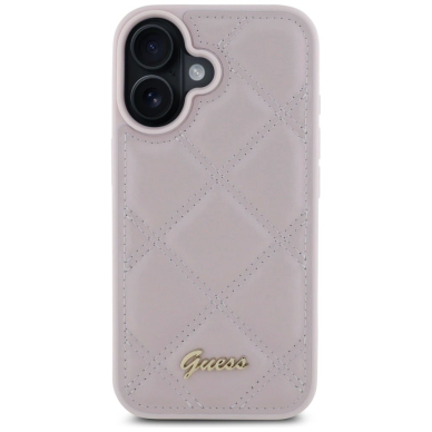 iPhone 16 – Guess Quilted Metal Logo dėklas - Rožinis 2 iPhone 16 – Guess Quilted Metal Logo dėklas - Rožinis 2