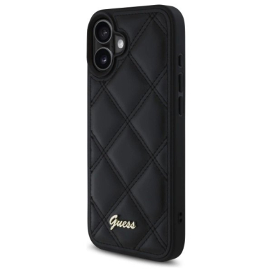 iPhone 16 Plus – Guess Quilted Metal Logo dėklas - Juodas 1