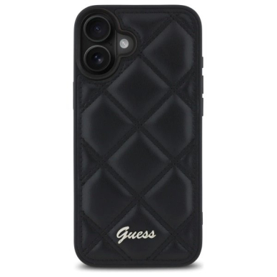 iPhone 16 Plus – Guess Quilted Metal Logo dėklas - Juodas 2