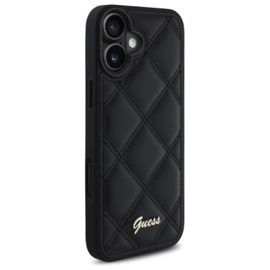 iPhone 16 Plus – Guess Quilted Metal Logo dėklas - Juodas 3