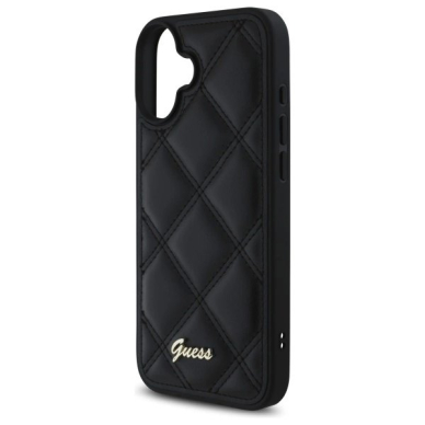 iPhone 16 Plus – Guess Quilted Metal Logo dėklas - Juodas 5