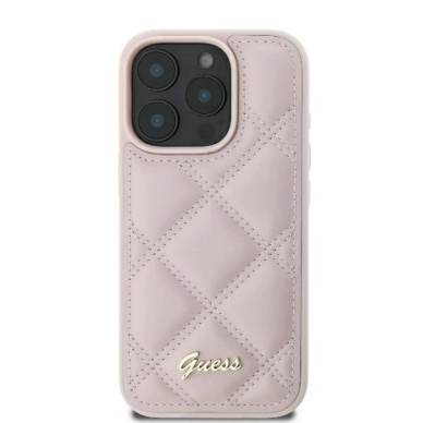 iPhone 16 Pro – Guess Quilted Metal Logo dėklas - Rožinis 2