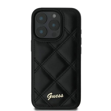 iPhone 16 Pro Max – Guess Quilted Metal Logo dėklas - Juodas 2