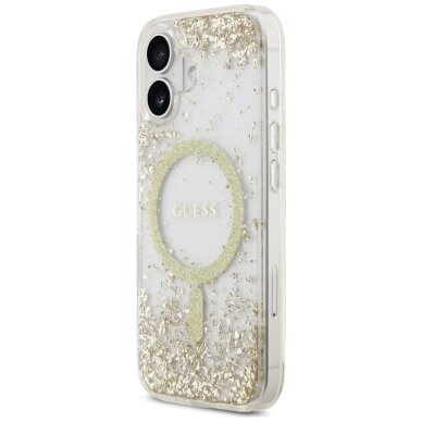 iPhone 17 dėklas Guess Resin Bottom Glitter MagSafe – auksinis 1