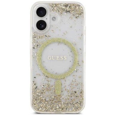 iPhone 17 dėklas Guess Resin Bottom Glitter MagSafe – auksinis 2