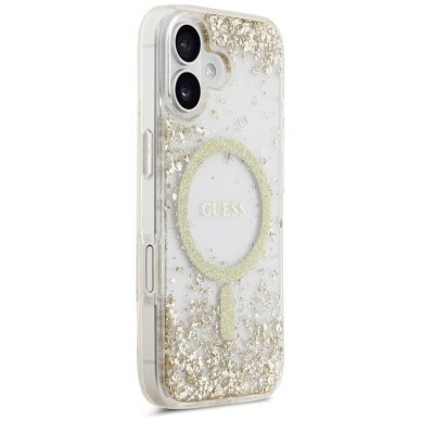 iPhone 17 dėklas Guess Resin Bottom Glitter MagSafe – auksinis 3