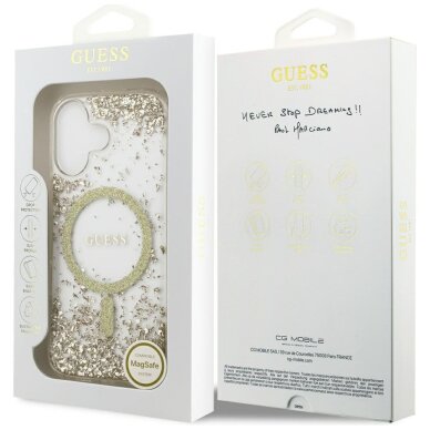 iPhone 17 dėklas Guess Resin Bottom Glitter MagSafe – auksinis 7