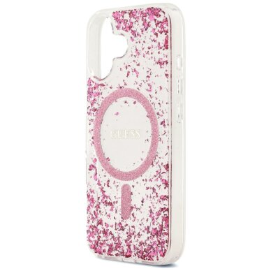 iPhone 17 Guess Resin Bottom Glitter MagSafe dėklas – rožinis 5