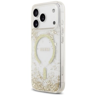 iPhone 17 Pro Guess Resin Bottom Glitter MagSafe dėklas – auksinis 1 iPhone 17 Pro Guess Resin Bottom Glitter MagSafe dėklas – auksinis 1