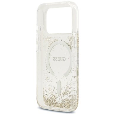 iPhone 17 Pro Guess Resin Bottom Glitter MagSafe dėklas – auksinis 6 iPhone 17 Pro Guess Resin Bottom Glitter MagSafe dėklas – auksinis 6