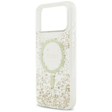 iPhone 17 Pro Max Guess Resin Bottom Glitter MagSafe dėklas – auksinis 5 iPhone 17 Pro Max Guess Resin Bottom Glitter MagSafe dėklas – auksinis 5
