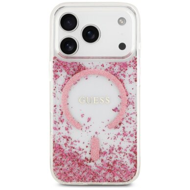 iPhone 17 Pro Guess Resin Bottom Glitter MagSafe dėklas – rožinis 2 iPhone 17 Pro Guess Resin Bottom Glitter MagSafe dėklas – rožinis 2