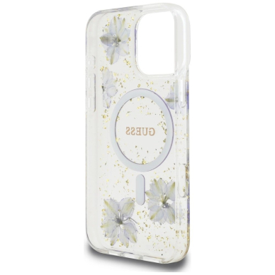 iPhone 16 Pro Max – Guess Resin Flowers MagSafe dėklas - Violetinis 6