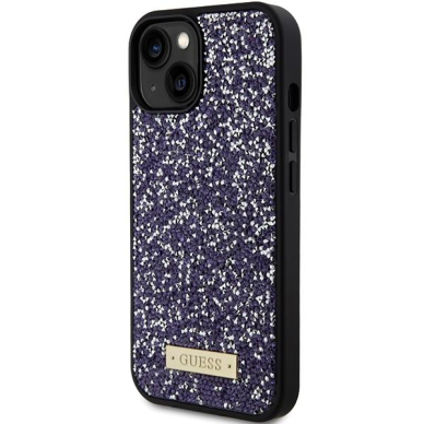 Guess Rhinestone Metal Logo Dėklas skirta iPhone 15 - rožinis 1 Guess Rhinestone Metal Logo Dėklas skirta iPhone 15 - rožinis 1
