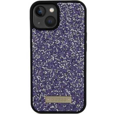 Guess Rhinestone Metal Logo Dėklas skirta iPhone 15 - rožinis 2 Guess Rhinestone Metal Logo Dėklas skirta iPhone 15 - rožinis 2