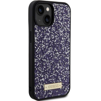 Guess Rhinestone Metal Logo Dėklas skirta iPhone 15 - rožinis 3 Guess Rhinestone Metal Logo Dėklas skirta iPhone 15 - rožinis 3