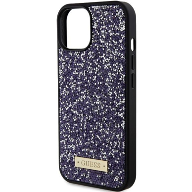Guess Rhinestone Metal Logo Dėklas skirta iPhone 15 - rožinis 5 Guess Rhinestone Metal Logo Dėklas skirta iPhone 15 - rožinis 5