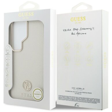 Samsung Galaxy S26 Ultra Guess Rhinestone Round Logo MagSafe dėklas – smėlio spalvos 7